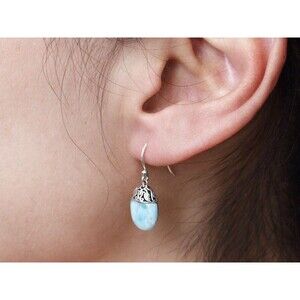 NATURAL LARIMAR EARRINGS, 925 Sterling Silver Larimar Earrings, Gemstones